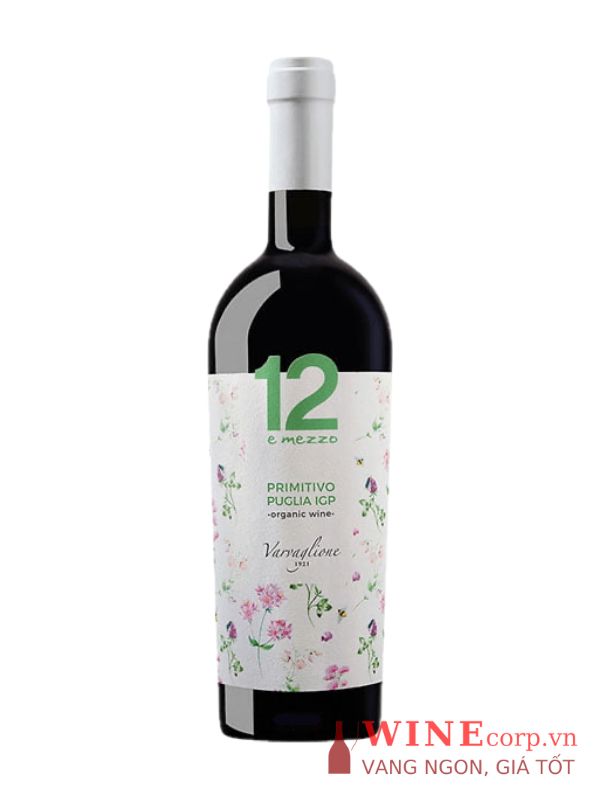 Rượu vang 12 E Mezzo Primitivo Puglia Organic